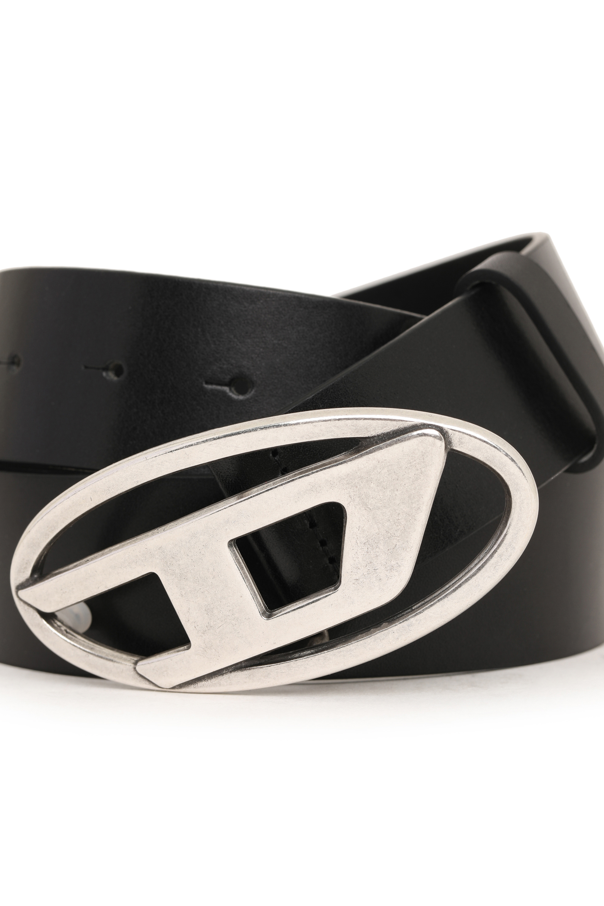 Diesel - B-1DR, Man's 3.9cm leather belt with D buckle in Black - 4