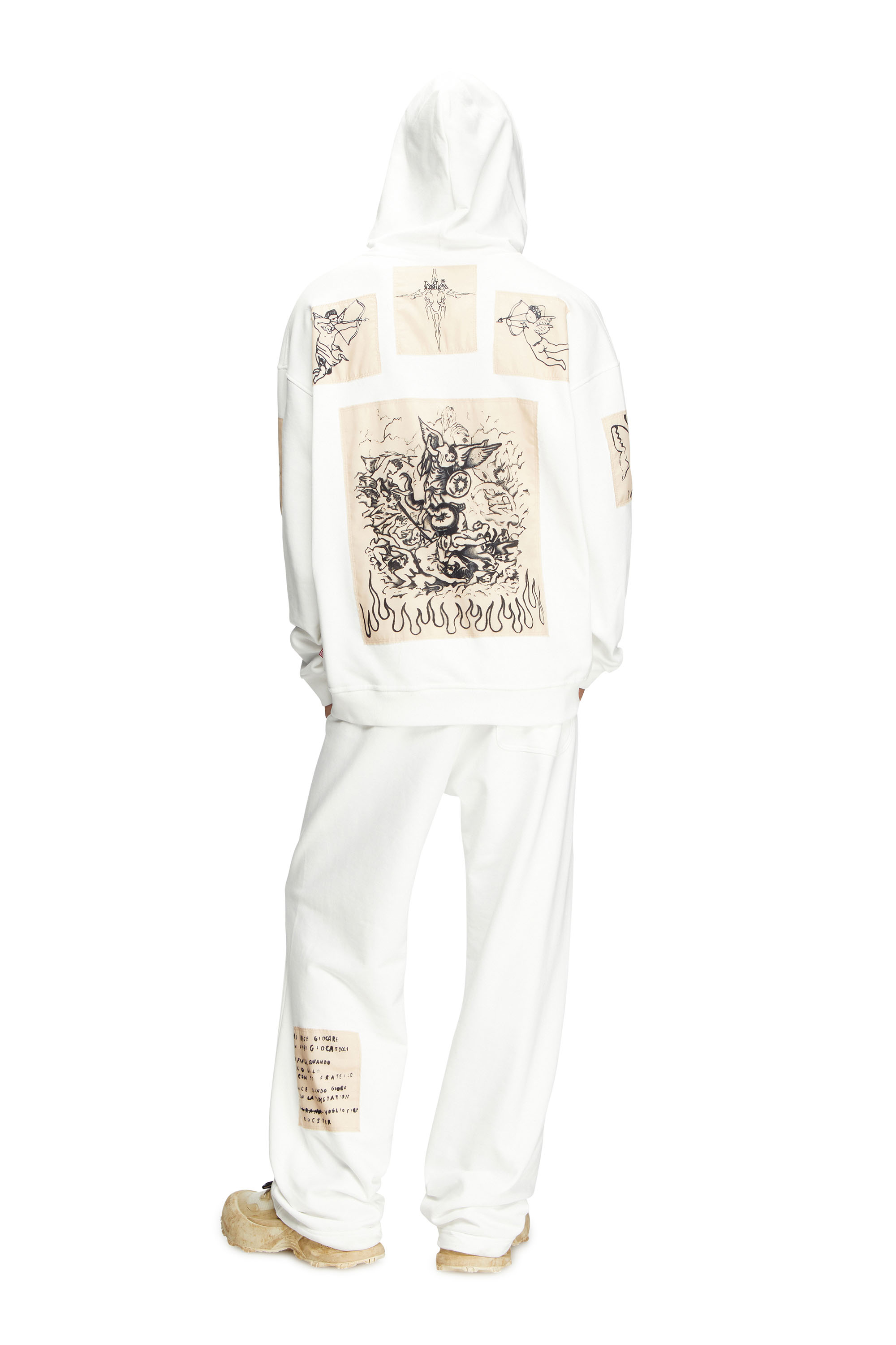 Diesel - S-BOXT-HOOD-DD, Sudadera con capucha y parches de tatuaje Unisex in Blanco - 3
