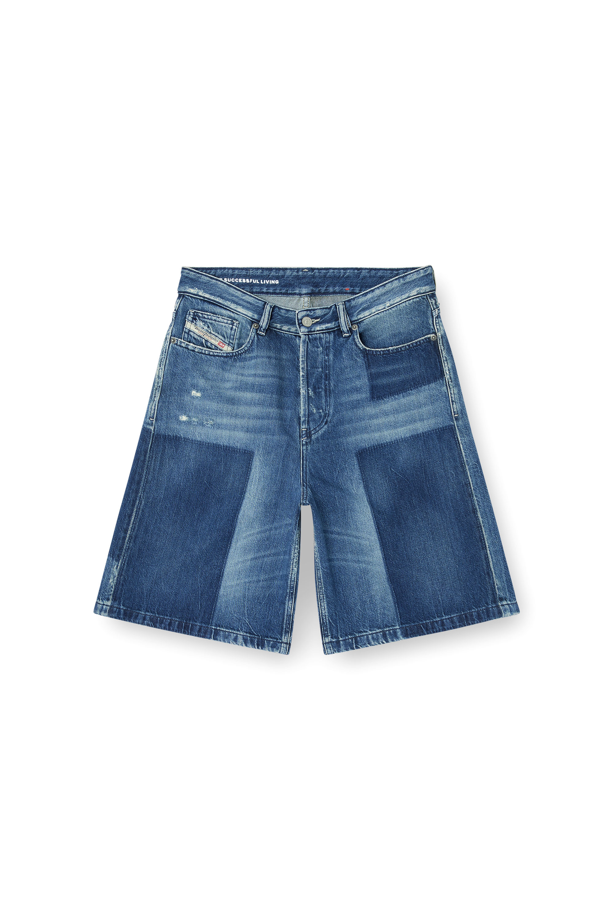 Diesel - DE-SIRE-SHORT, Woman's Shorts in contrast-effect denim in Medium blue - 4