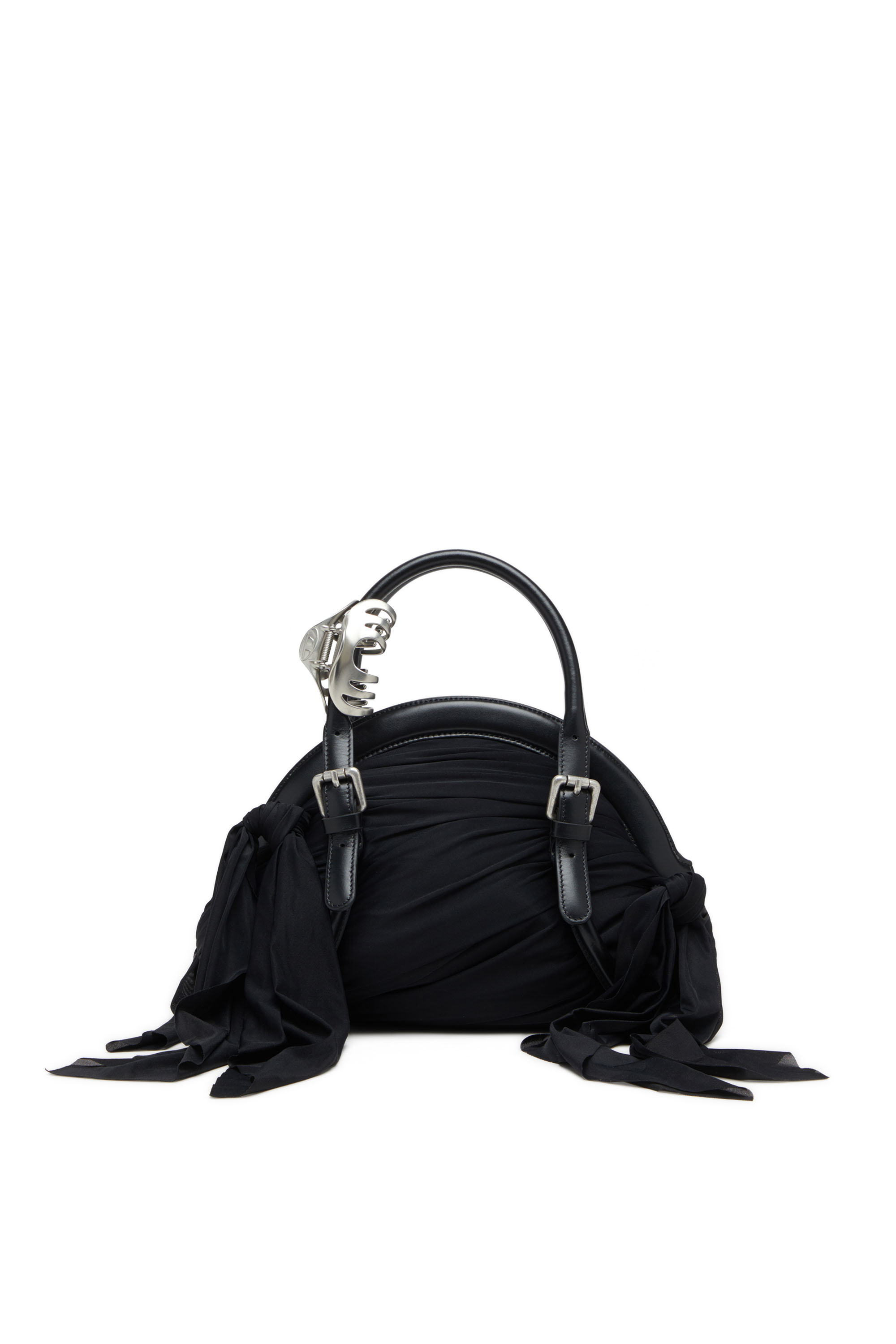 Diesel - TRASH-D TOP HANDLE, Woman's Trash-D-Bandana handbag in jersey and leather in Black - 1