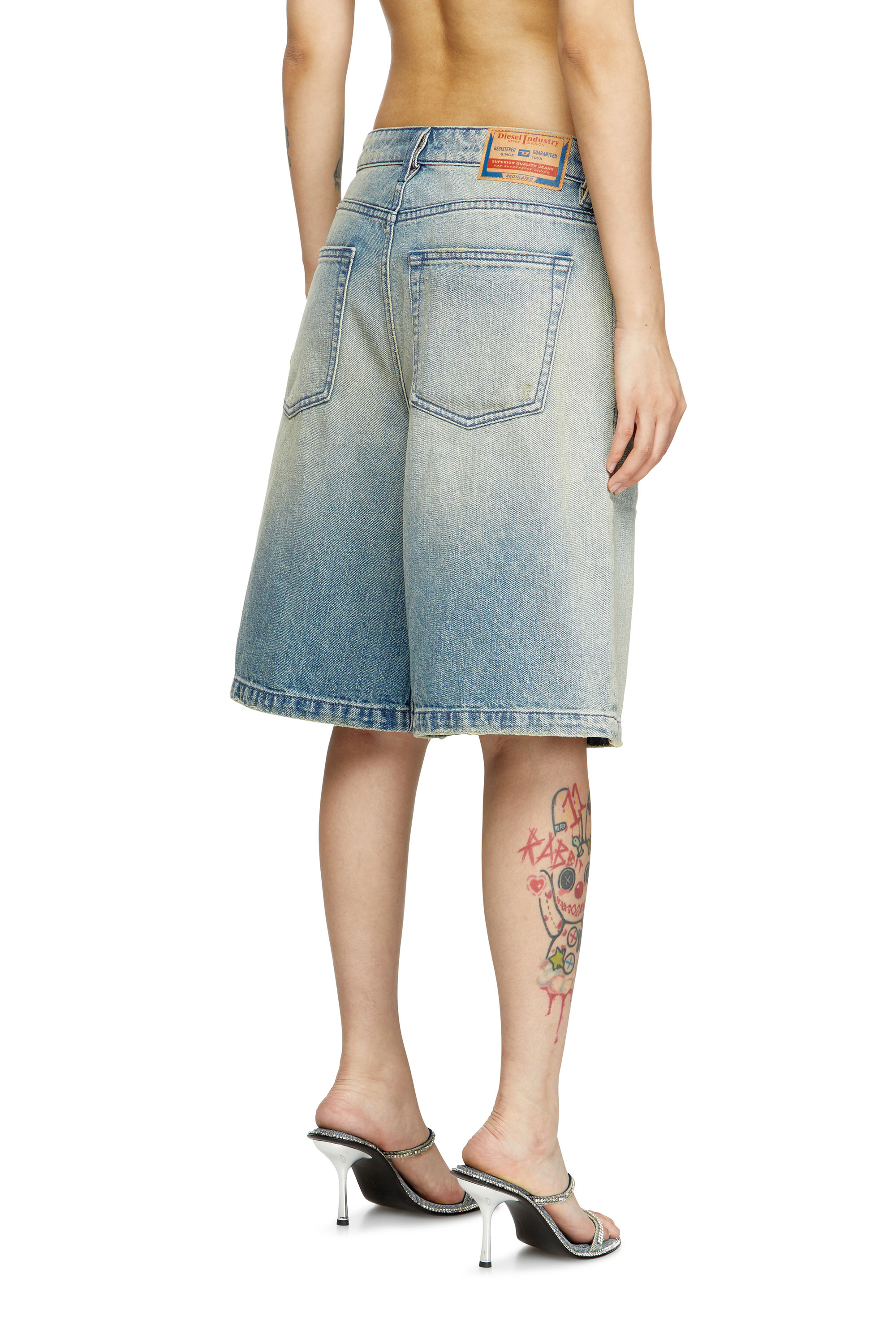 Diesel - DE-SIRE-SHORT, Woman's Shorts in worn-effect denim in Light Blue - 2