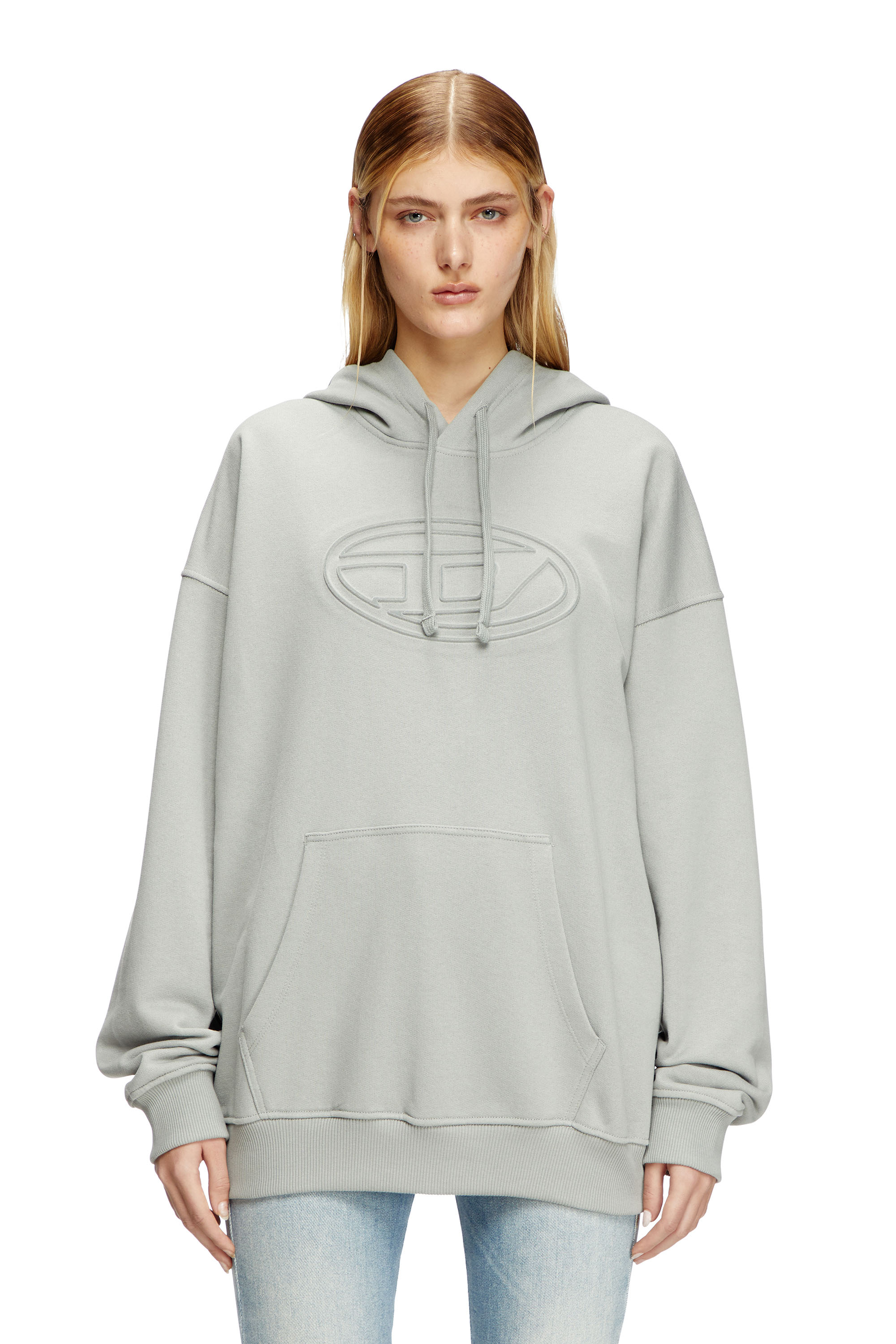 Diesel - S-UMMER-BIGOVAL, Sudadera con capucha y Oval D en relieve Hombre in Gris - 1
