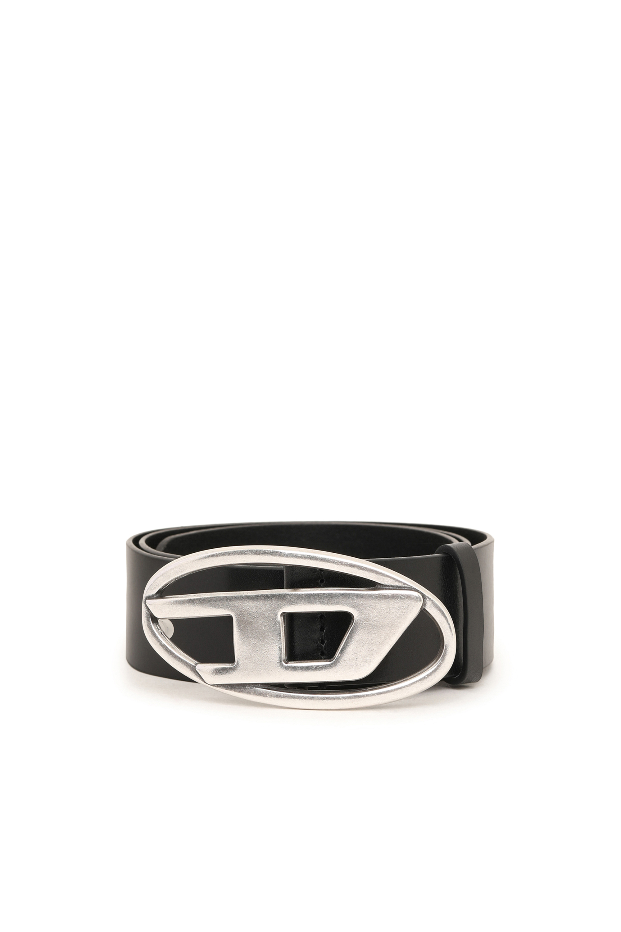 Diesel - B-1DR, Man's 3.9cm leather belt with D buckle in Black - 2