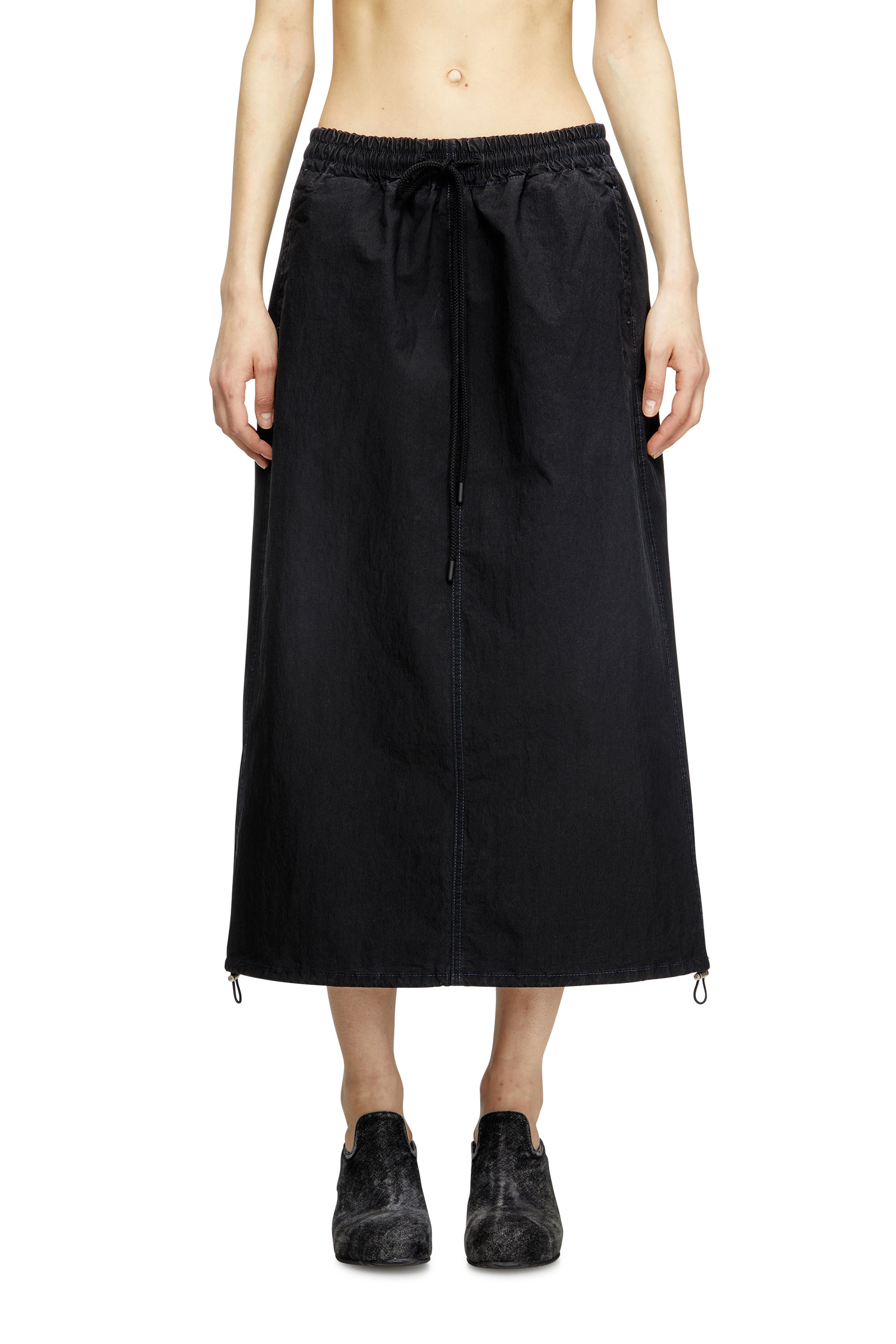 Diesel - DE-OREN-C JOGG, Woman's Midi skirt in technical JoggJeans in Black - 2