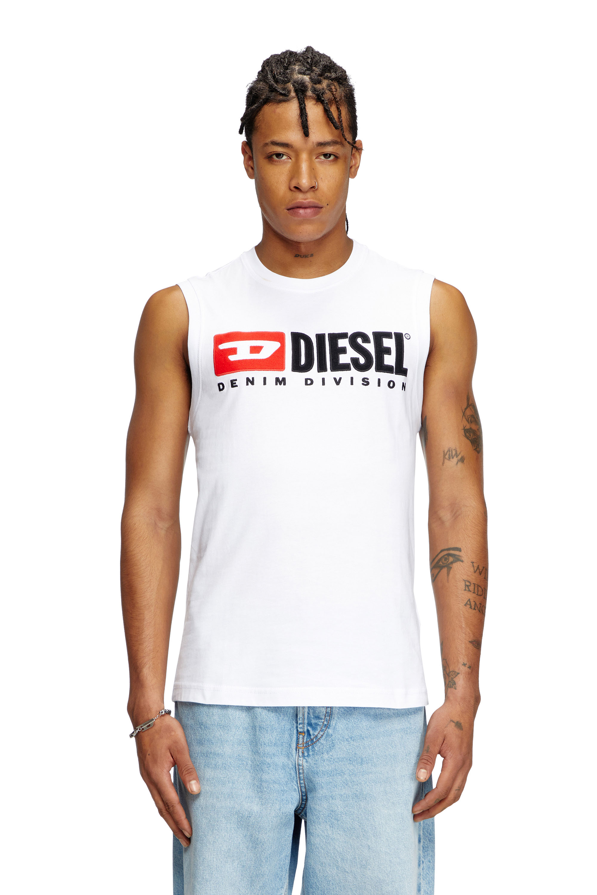 Diesel - T-ISCO-DIV, Man's Tank top with chest logo print in White - 2
