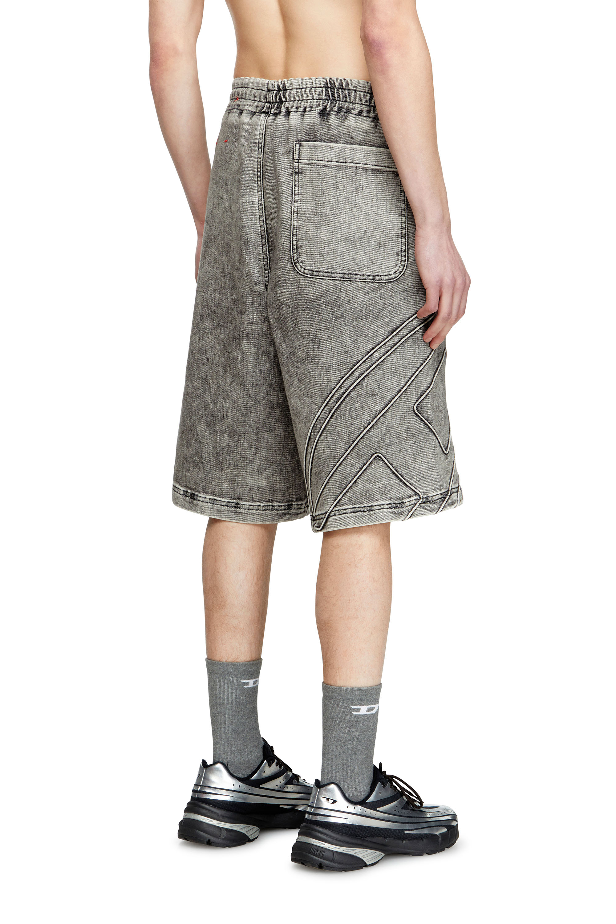 Diesel - D-ENNY-S TRACK, Unisex's Track Denim bermudas with Oval D in Grey - 2