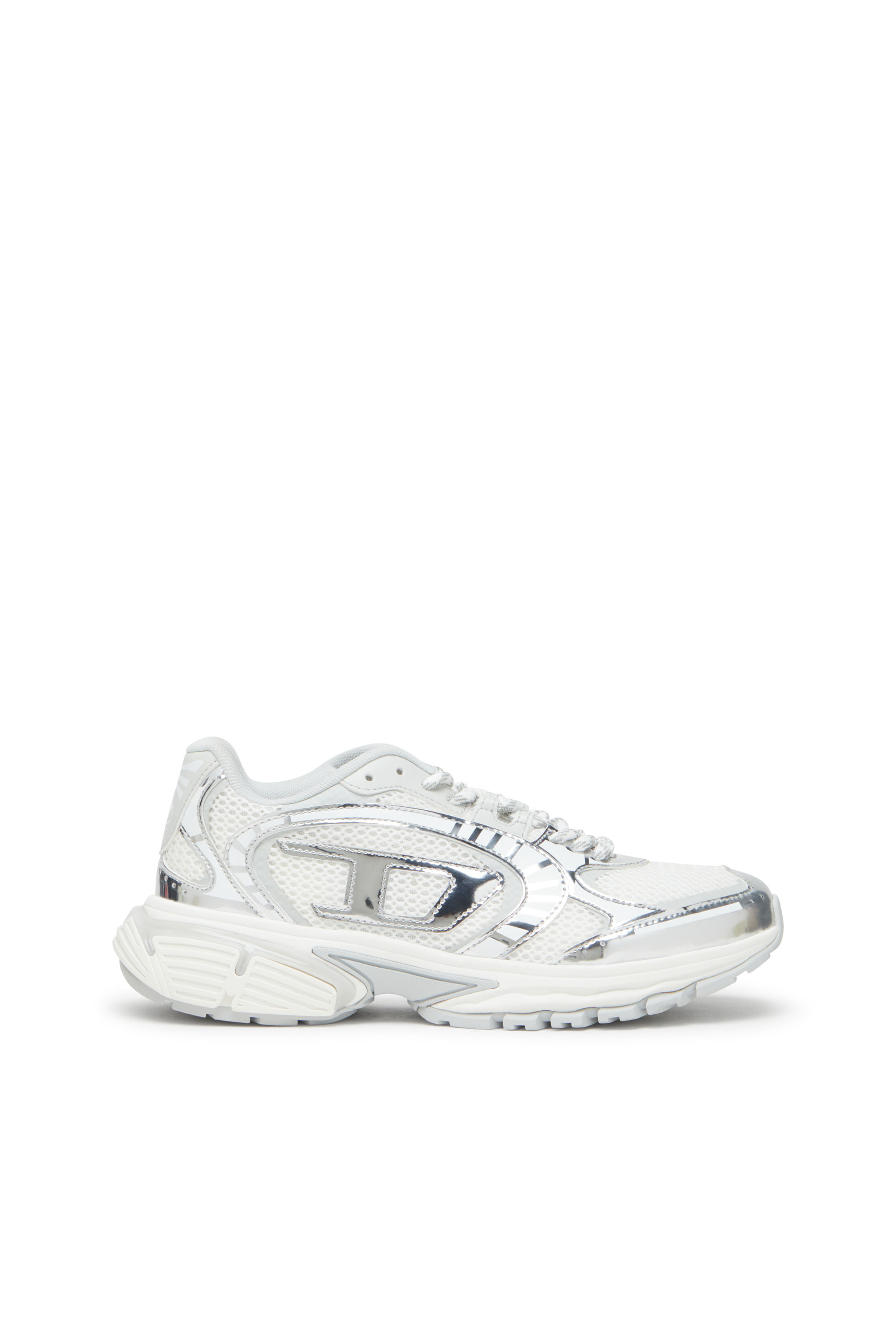 Diesel - S-PRO-V-DENSE LOW W, Woman's S-Pro-V-Dense-Metallic mesh sneakers with Oval D logo in White/Silver - 2